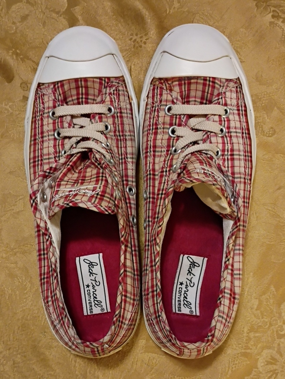 CONVERSE Jack Purcell Red, Blue Low-Top Canvas Sneaker Women's 9.0 Men's 7.5 - Picture 5 of 11